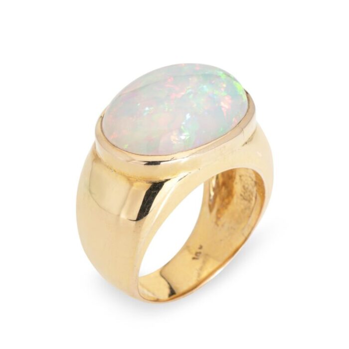 10ct ethiopian opal ring east west signet band sz 95 mens fine jewelry 6597