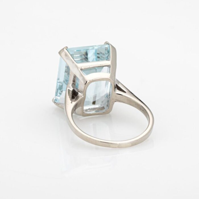 12ct aquamarine ring 14k white gold sz 65 cocktail emerald cut fine jewelry 1613