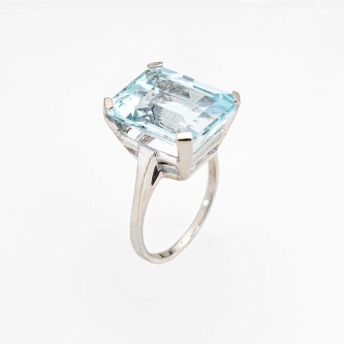 12ct aquamarine ring 14k white gold sz 65 cocktail emerald cut fine jewelry 7685