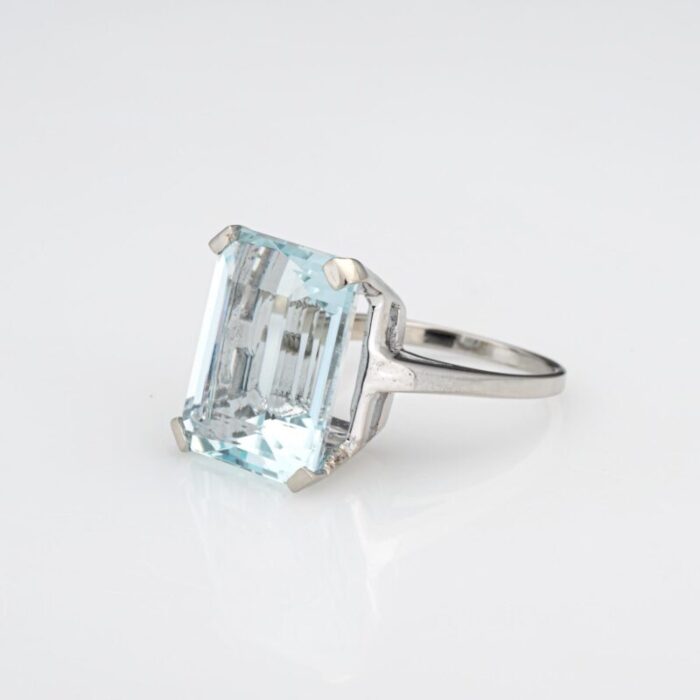 12ct aquamarine ring 14k white gold sz 65 cocktail emerald cut fine jewelry 8932