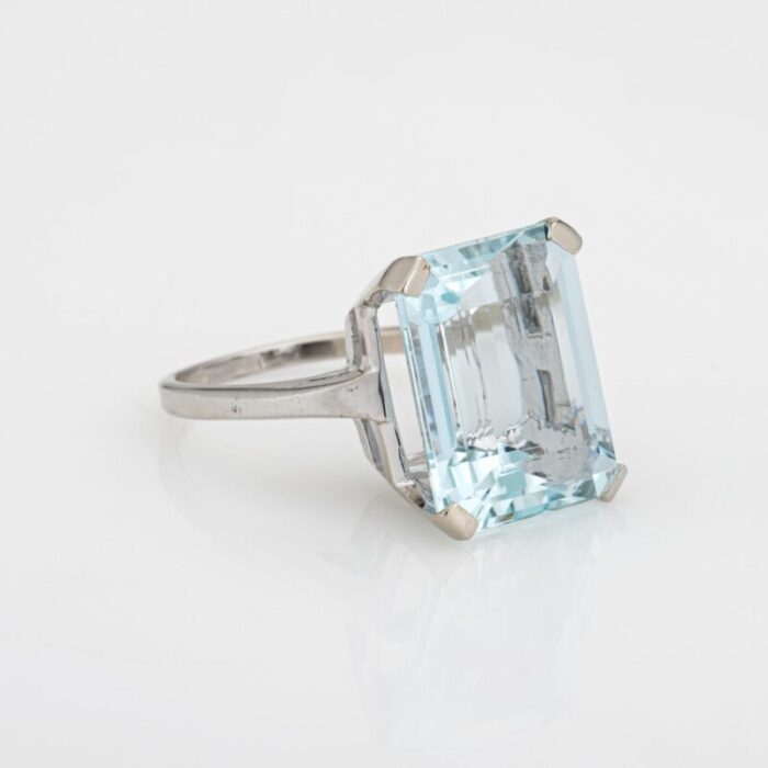 12ct aquamarine ring 14k white gold sz 65 cocktail emerald cut fine jewelry 9486