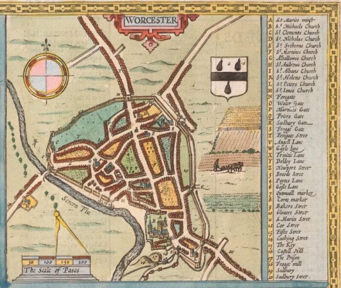 17th century map of worcestershire 1676 5