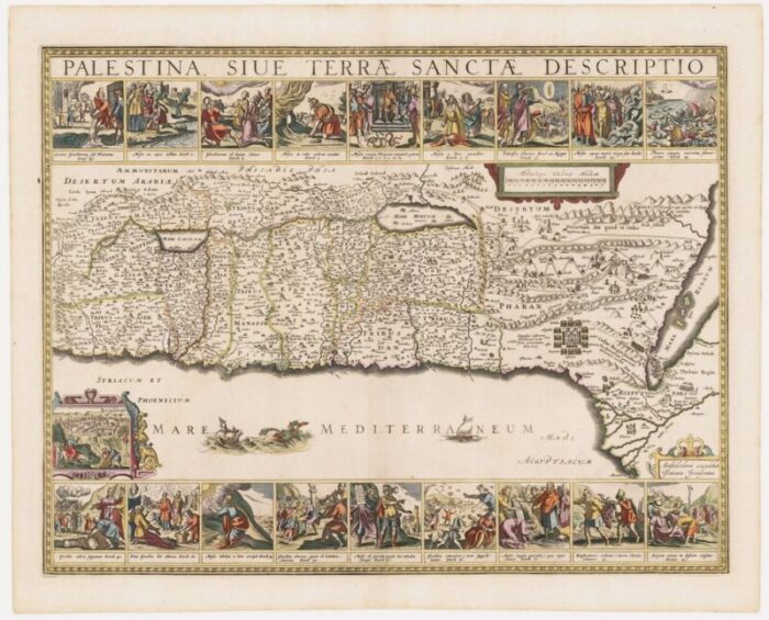 17th century panelled map of the holy land 1