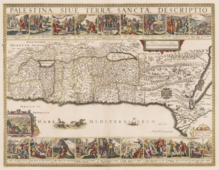 17th century panelled map of the holy land 2