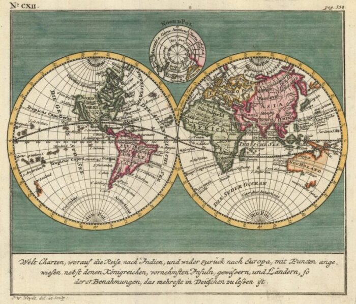 18th century double hemisphere world map 1