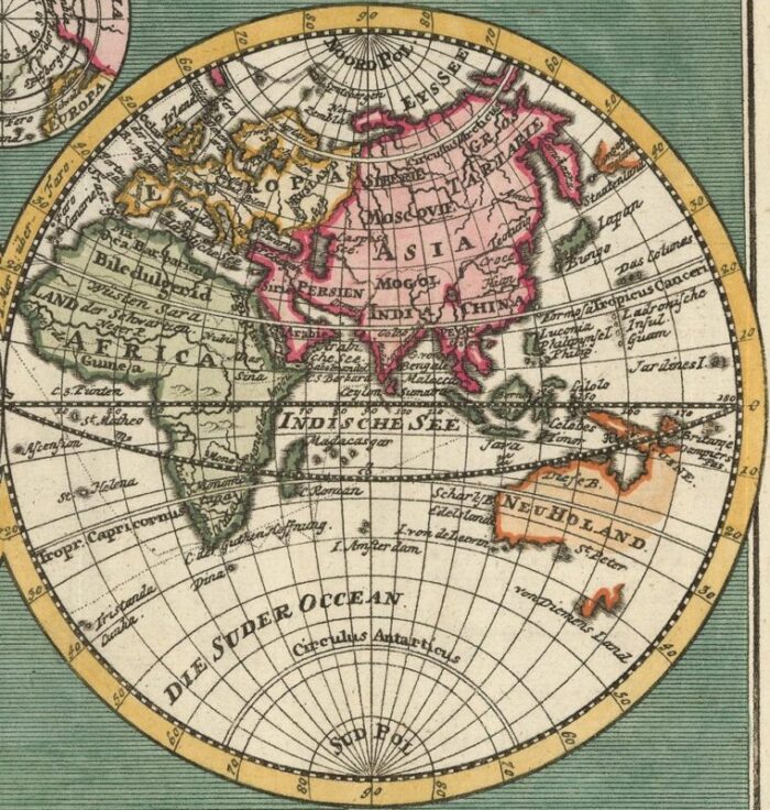 18th century double hemisphere world map 4