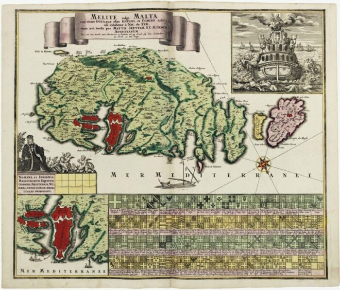 18th century map celebrating the knights of malta 2