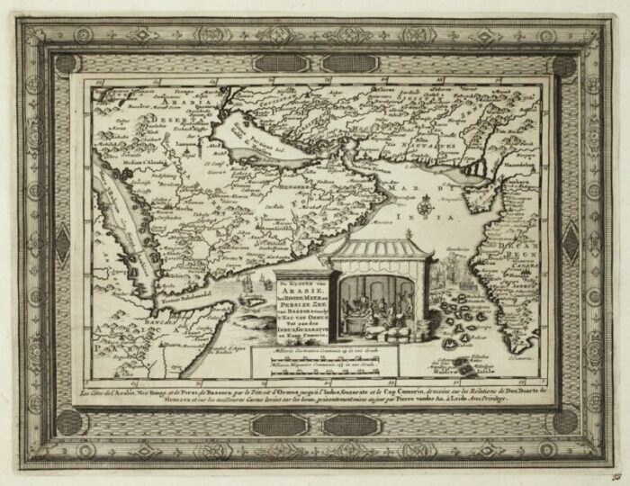 18th century map of arabia with a fine border 1