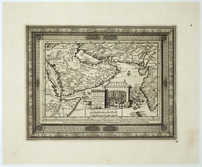 18th century map of arabia with a fine border 2