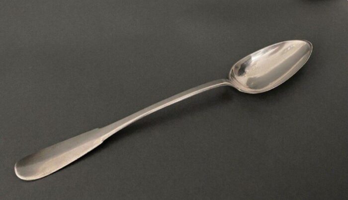 18th century stew spoon with plain monogram 1