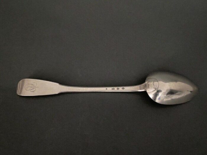 18th century stew spoon with plain monogram 3