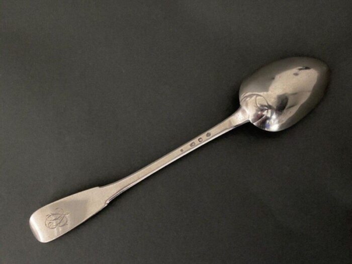 18th century stew spoon with plain monogram 5