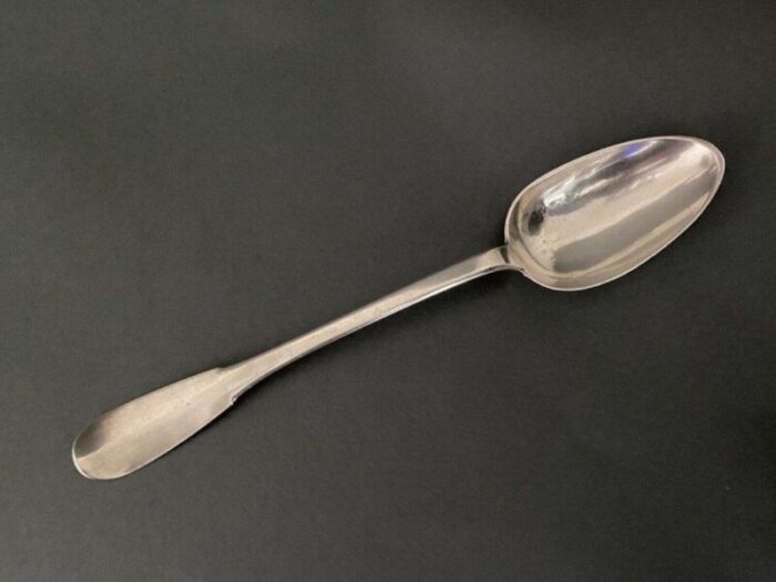 18th century stew spoon with plain monogram 6