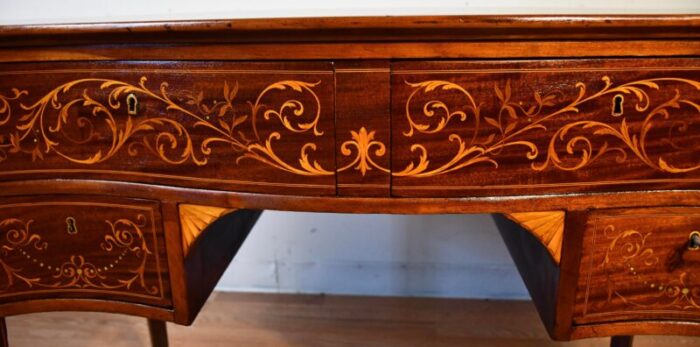 1900s antique english hepplewhite mahogany inlaid writing desk office desk 1813