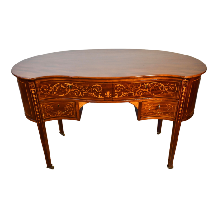 1900s antique english hepplewhite mahogany inlaid writing desk office desk 4510