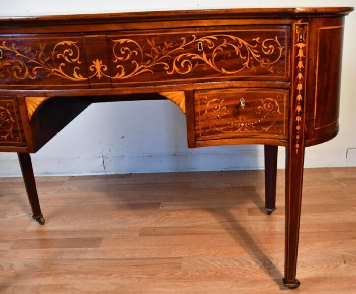 1900s antique english hepplewhite mahogany inlaid writing desk office desk 8880