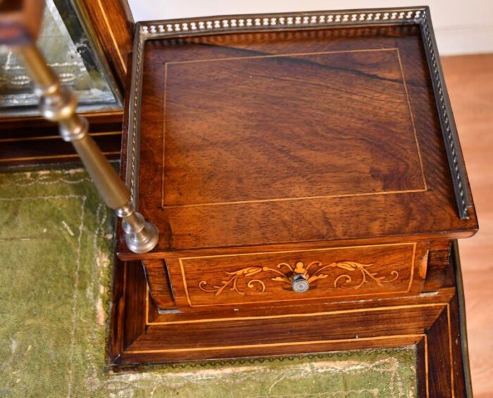 1900s antique french louis xv walnut inlaid vanity ladies desk with mirror 1387