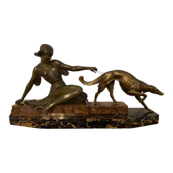 1920 french art deco huntress with borzoi 7437