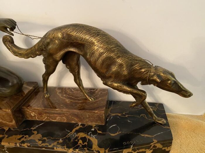 1920 french art deco huntress with borzoi 8916