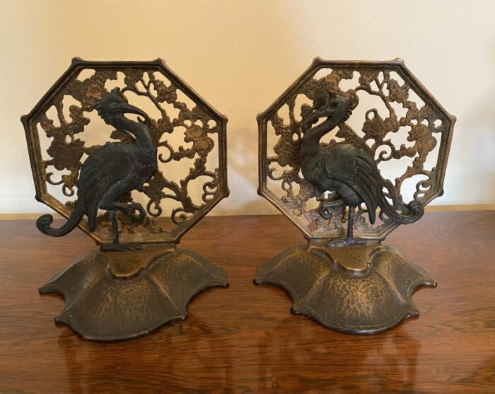 1925 oscar bach art deco pelican bookends a pair 3555