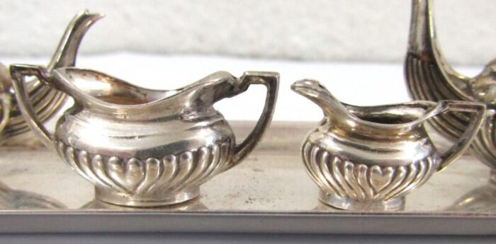 1930s english art deco sterling silver miniature coffee tea service 5 pieces 6537