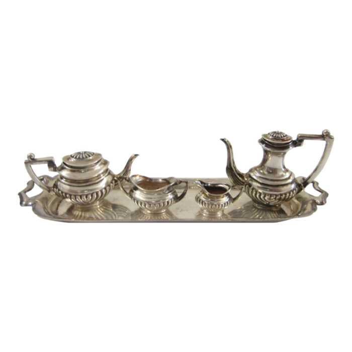 1930s english art deco sterling silver miniature coffee tea service 5 pieces 6667