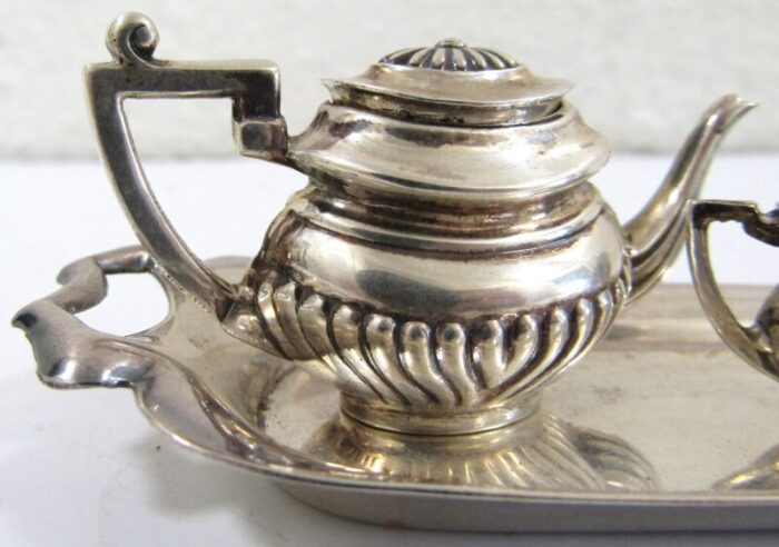 1930s english art deco sterling silver miniature coffee tea service 5 pieces 7838