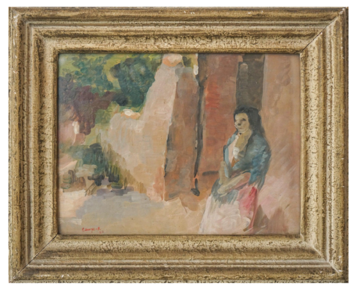 1931 oil on paper framed 3235