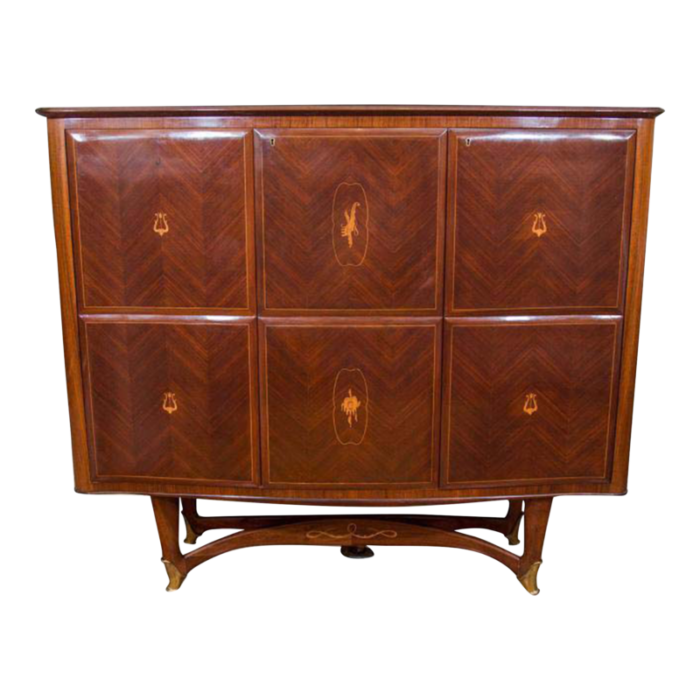 1940 rosewood parquetry bar cabinet attr paolo buffa 2827