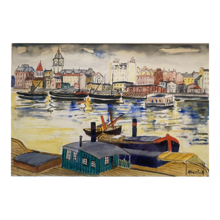 1940 seine river scene painting 5044