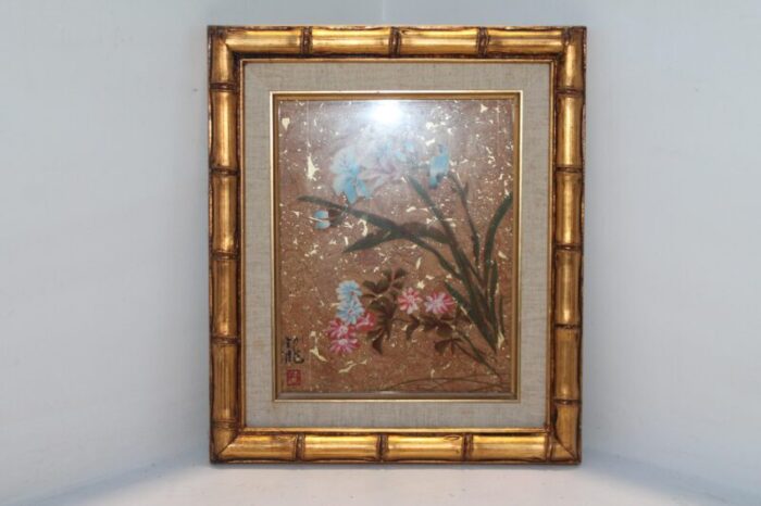 1940s hollywood regency hand painted floral paintings set of 4 3151