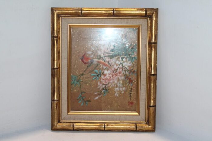 1940s hollywood regency hand painted floral paintings set of 4 7859