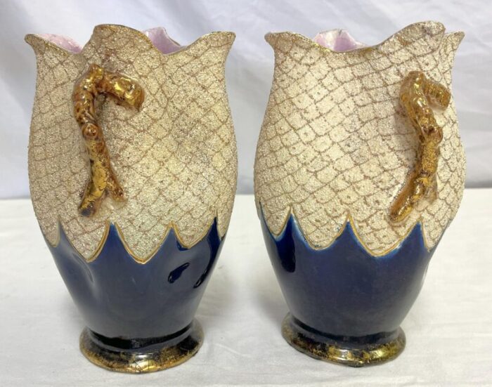 1950s english thomas forester majolica ceramic vases a pair 7125