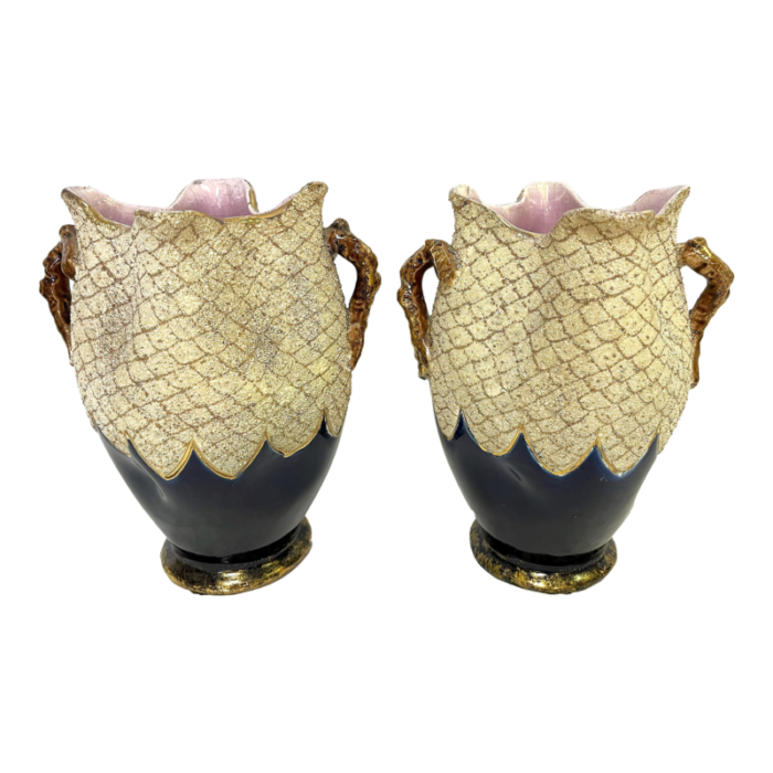 1950s english thomas forester majolica ceramic vases a pair 7260