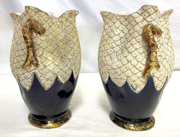 1950s english thomas forester majolica ceramic vases a pair 7349