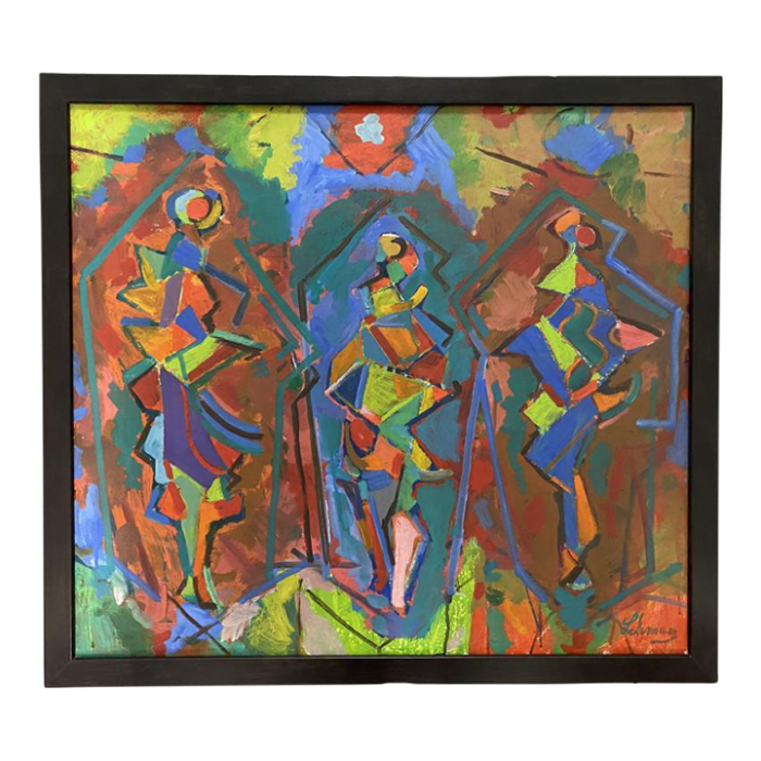 1960 cubist figures painting 2067