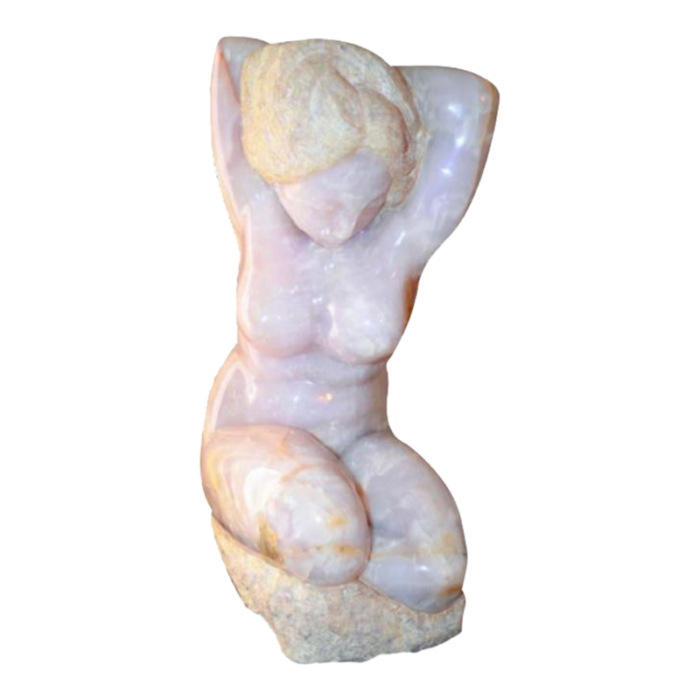 1960 nude pink onyx carved statue 2593