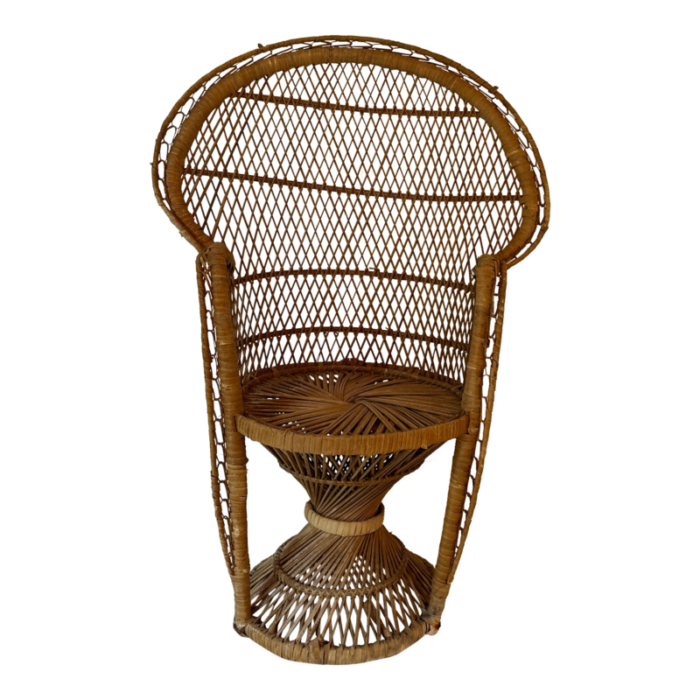 1960s child size rattan peacock chair 0951