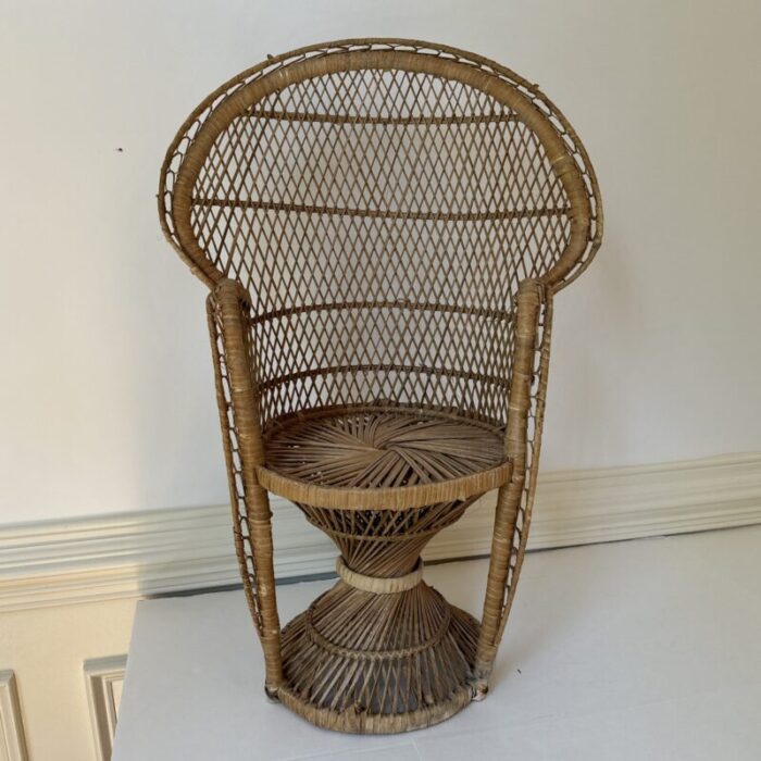 1960s child size rattan peacock chair 3722