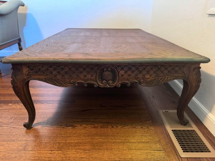 1960s louis xv oak parquet coffee table 6846