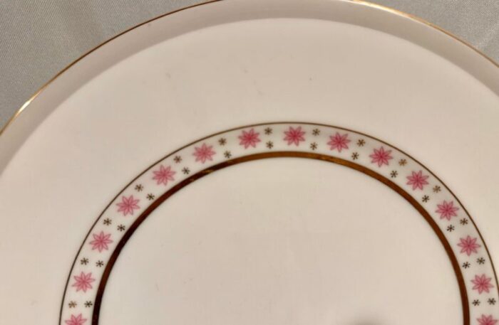 1960s mid century pink atomic star place setting 6 pieces 6776