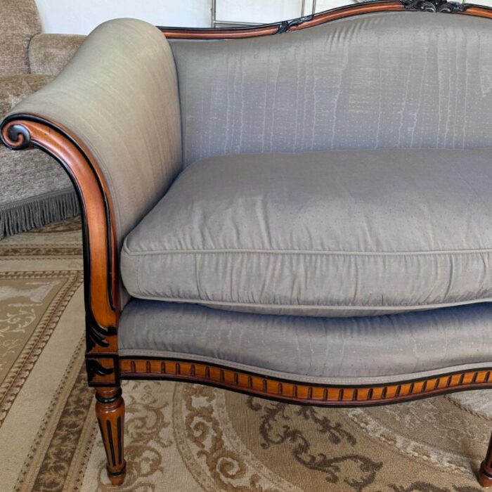 1960s modern louis xv style silk canape settee loveseat 1217