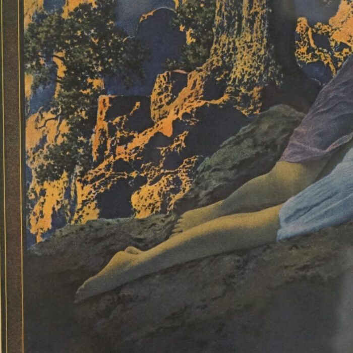 1970s art deco maxfield parrish waterfall edison mazda calendar top print c1970 framed 5314