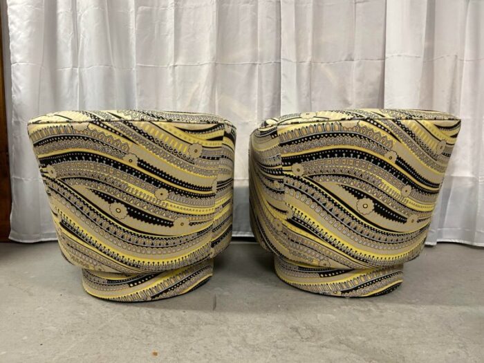 1970s milo baughman style swivel barrel chairs a pair 9336