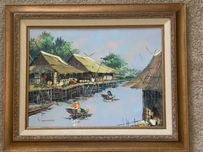 1970s original kitilerk muhummad vintage oil landscape paintings framed set of 2 1510