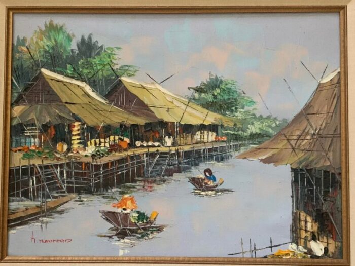 1970s original kitilerk muhummad vintage oil landscape paintings framed set of 2 4638