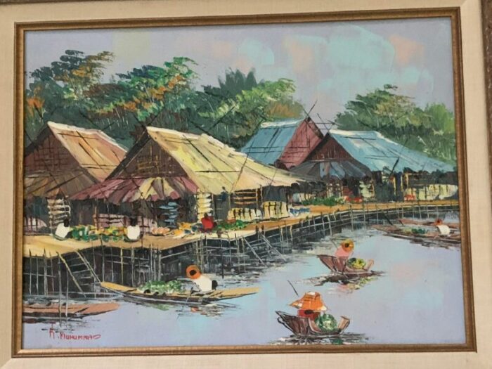 1970s original kitilerk muhummad vintage oil landscape paintings framed set of 2 5226