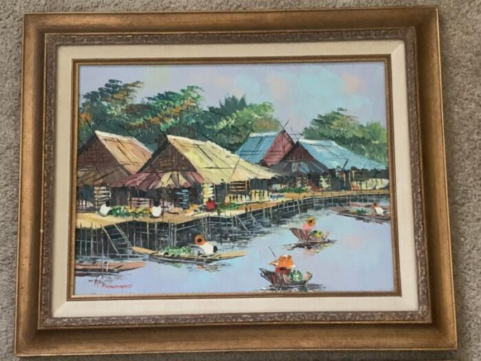 1970s original kitilerk muhummad vintage oil landscape paintings framed set of 2 7994