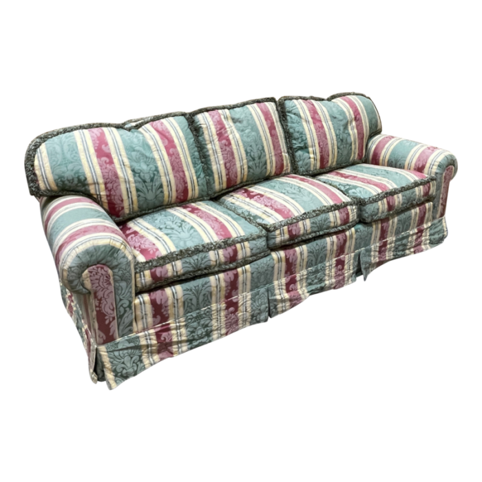 1980s custom down filled sofa upholstered in brunschwig and fils fabric 4544