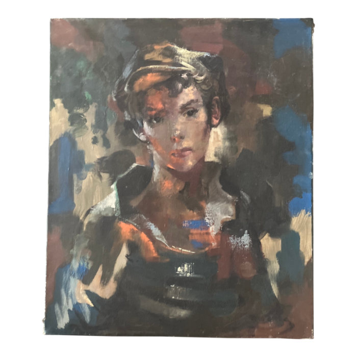 1980s original lucien ruolle abstract portrait painting gavroche 8811